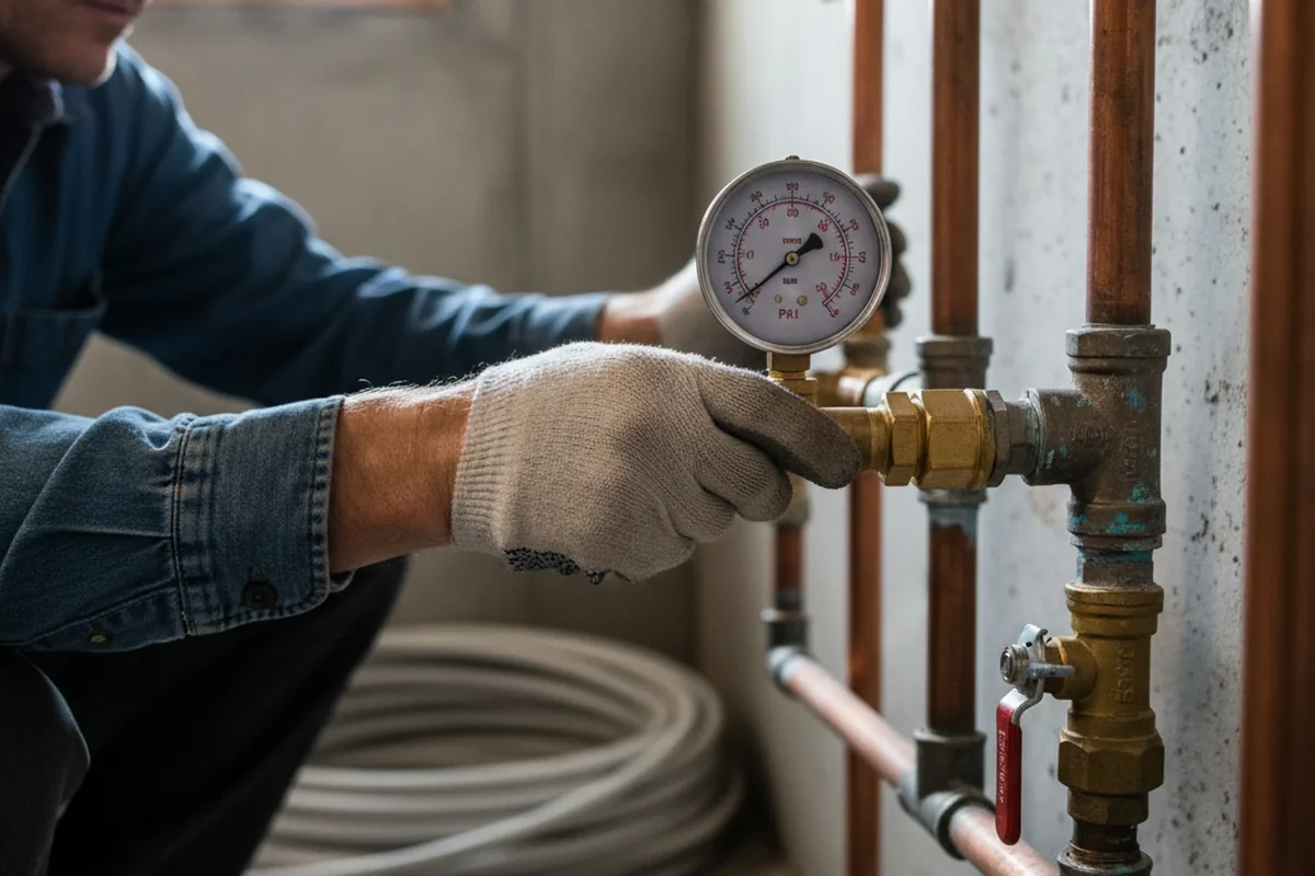 Pressure testing a repaired line during Water Line Repair in Arrowsmith